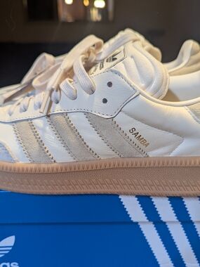 adidas Samba XLG Cream Leather Sneakers with Gum Sole
